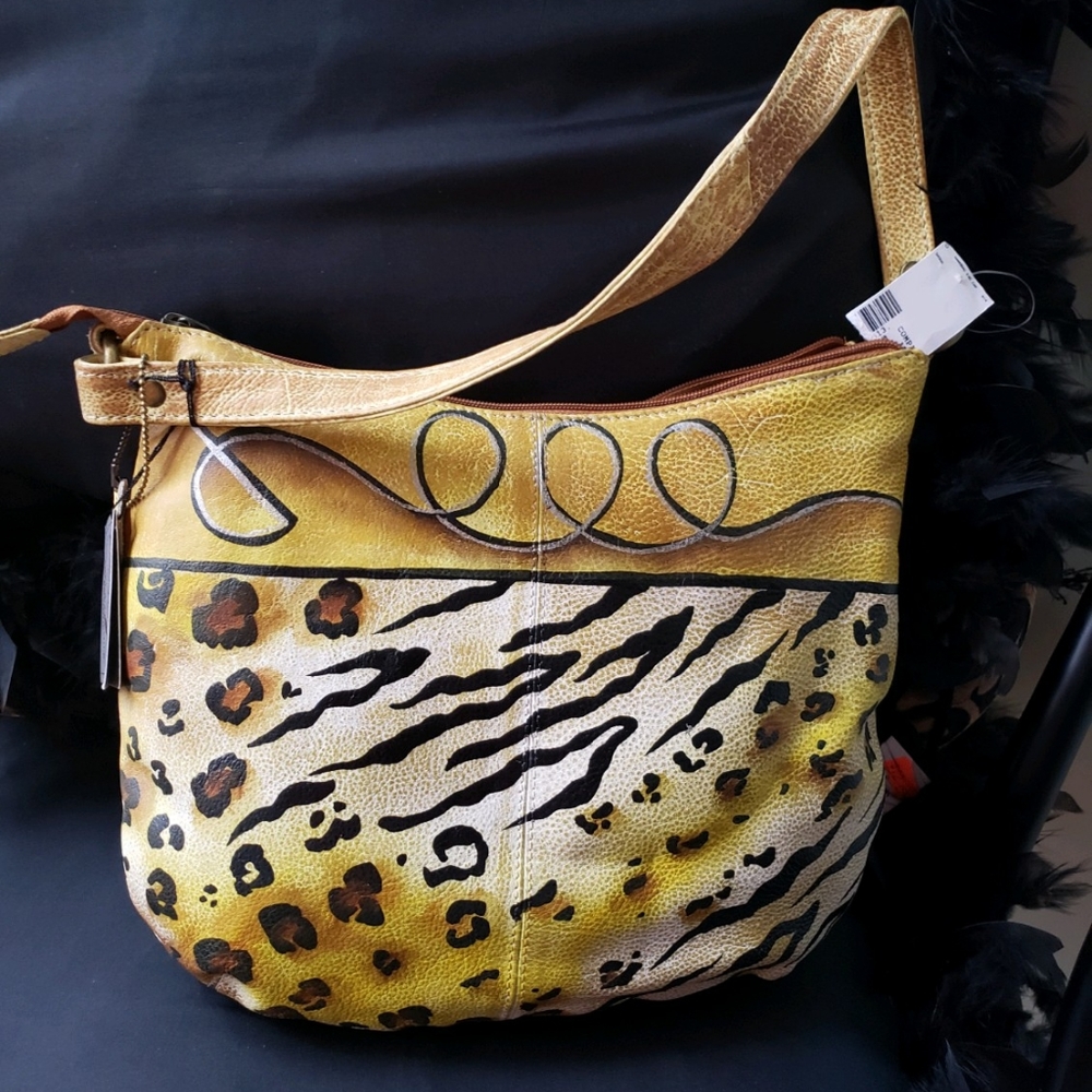 Leather animal print bag
